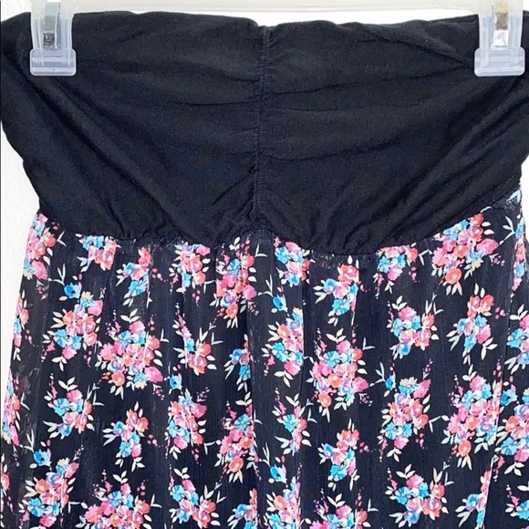 Express Strapless Black Floral Summer Mini Dress - Picture 2 of 8